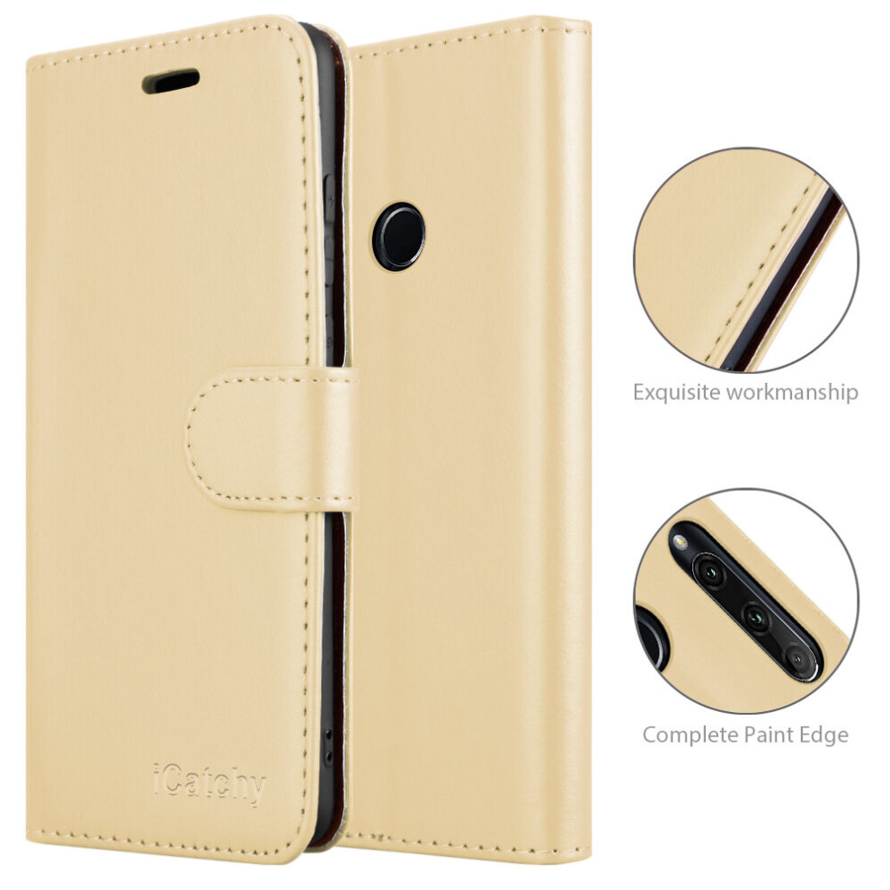 Icatchy (Gold) For Huawei Honor 20E Leather Wallet Case Gold
