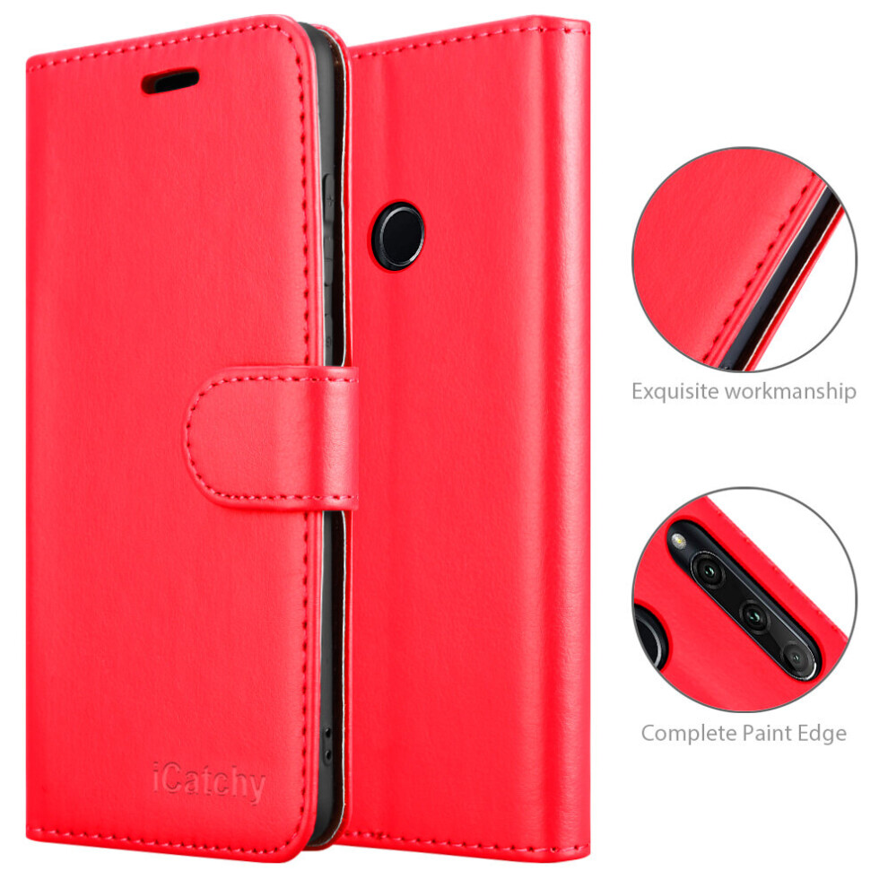 (Red) For Huawei Honor 20E Leather Wallet Case Red 5056298096619