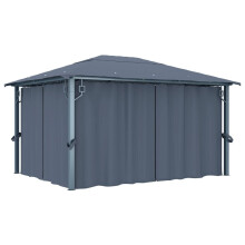 vidaXL Pavillon mit Vorhängen 400300 cm Anthrazit Aluminium