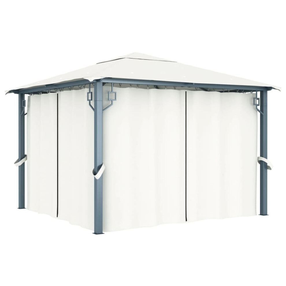 Garden Furniture Set Gazebo with Curtain 300x300 cm Cream Aluminium