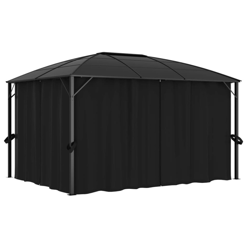 Garden Furniture Set Gazebo with Curtains 400x300x265 cm Anthracite