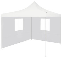 vidaXL Professional Folding Party Tent with 2 Sidewalls 3x3m Steel White Shade