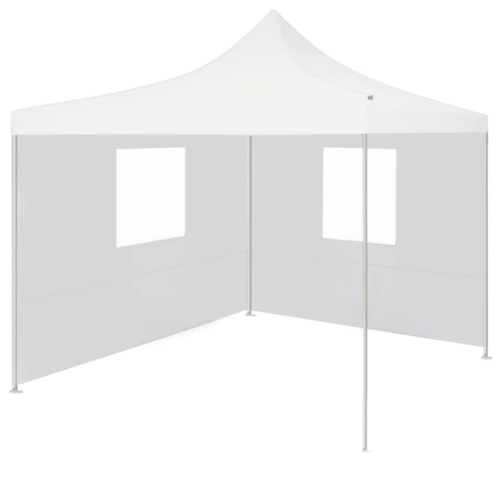 vidaXL Professional Folding Party Tent with 2 Sidewalls 3x3m Steel White Shade