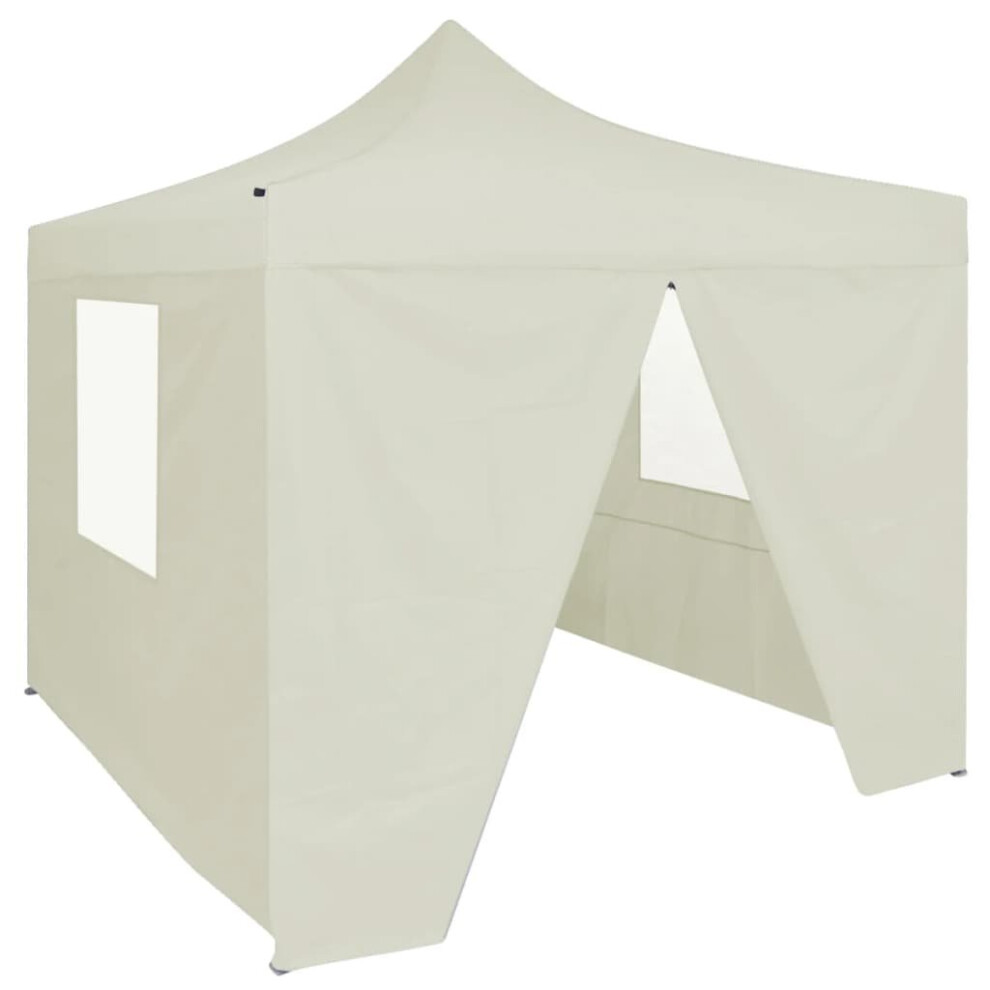 vidaXL Professional Folding Party Tent with 4 Sidewalls Steel Cream 2m Canopy