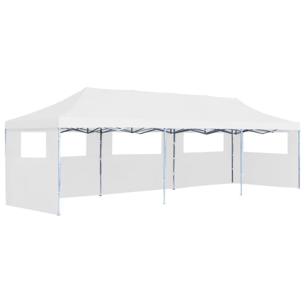 vidaXL Folding Pop-up Party Tent with 5 Sidewalls 3x9m White Gazebo Canopy