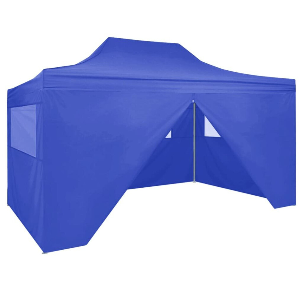 vidaXL Professional Folding Party Tent 4 Sidewalls Steel Blue 3x4m Canopy