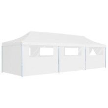 vidaXL Pop-Up Partyzelt Faltbar mit 8 Seitenwänden 3x9 m Weiß