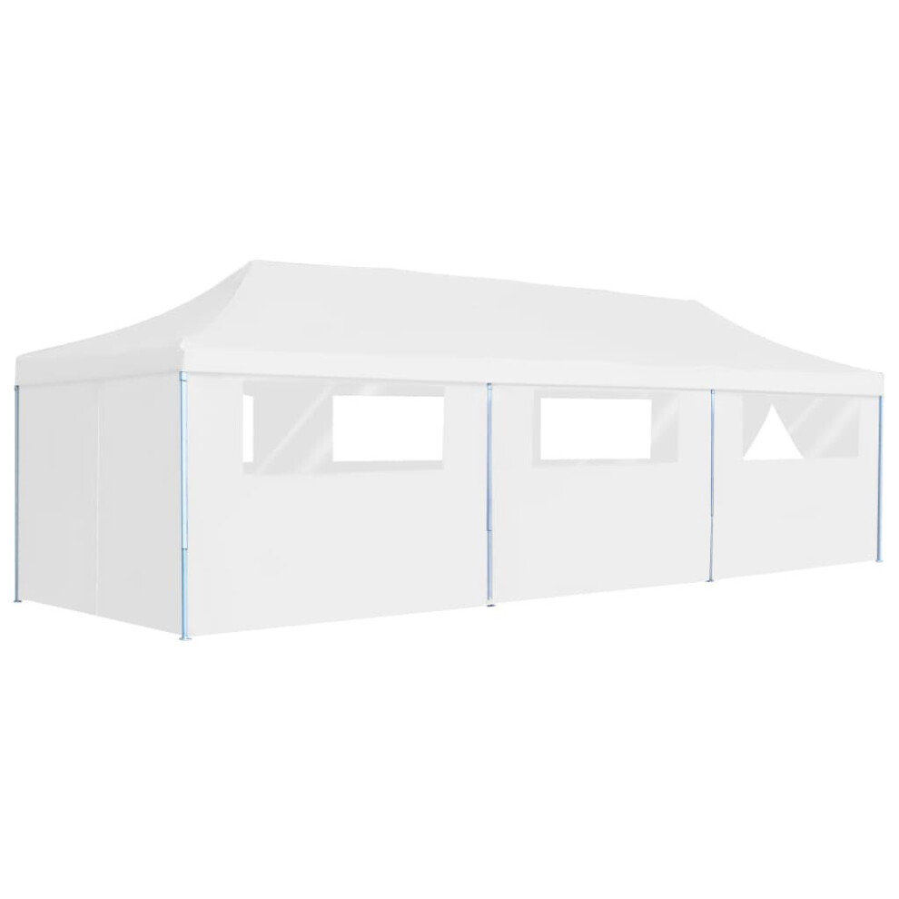 vidaXL Folding Pop-up Party Tent with 8 Sidewalls 3x9m White Gazebo Canopy