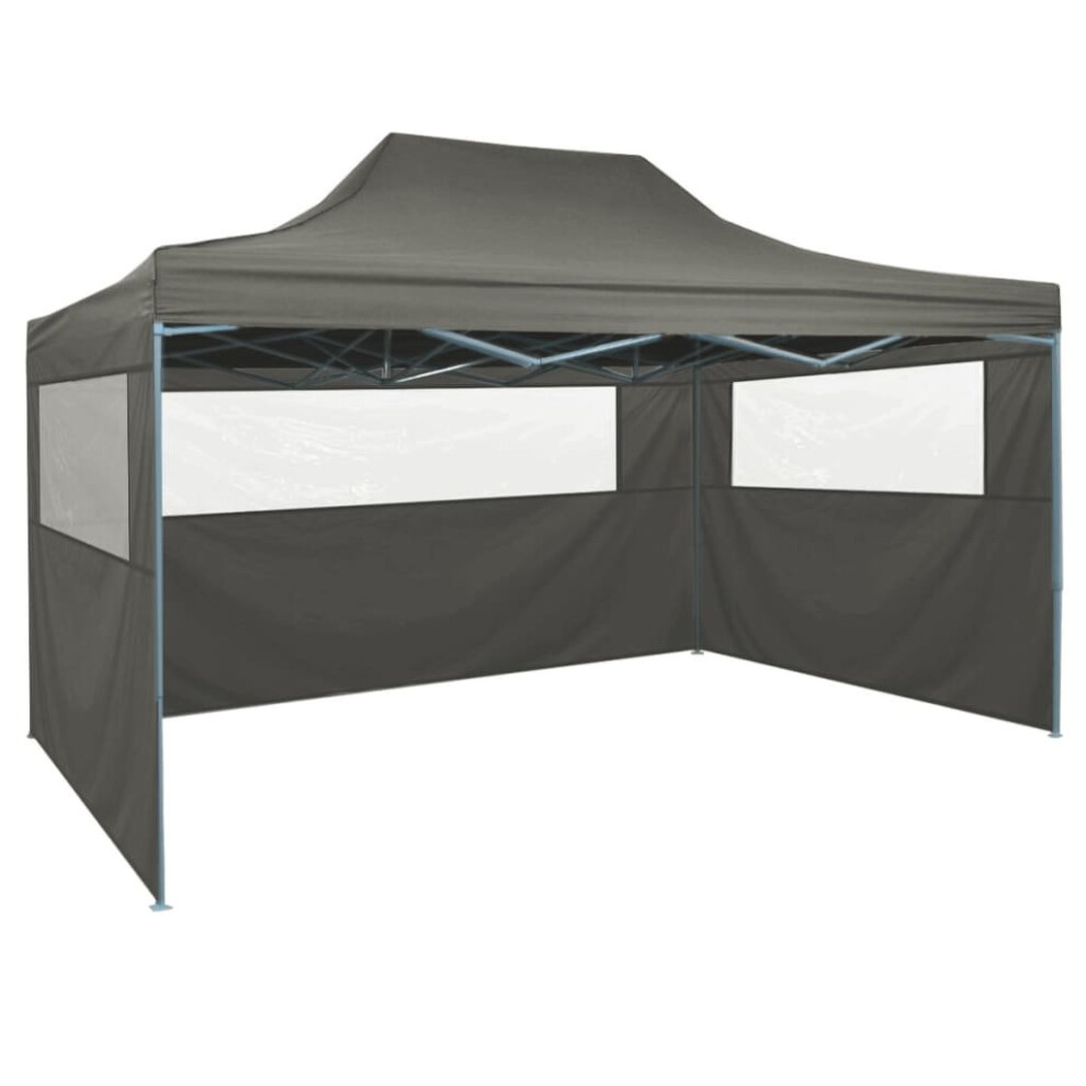 vidaXL Professional Folding Party Tent with 3 Sidewalls 3x4m Anthracite Steel