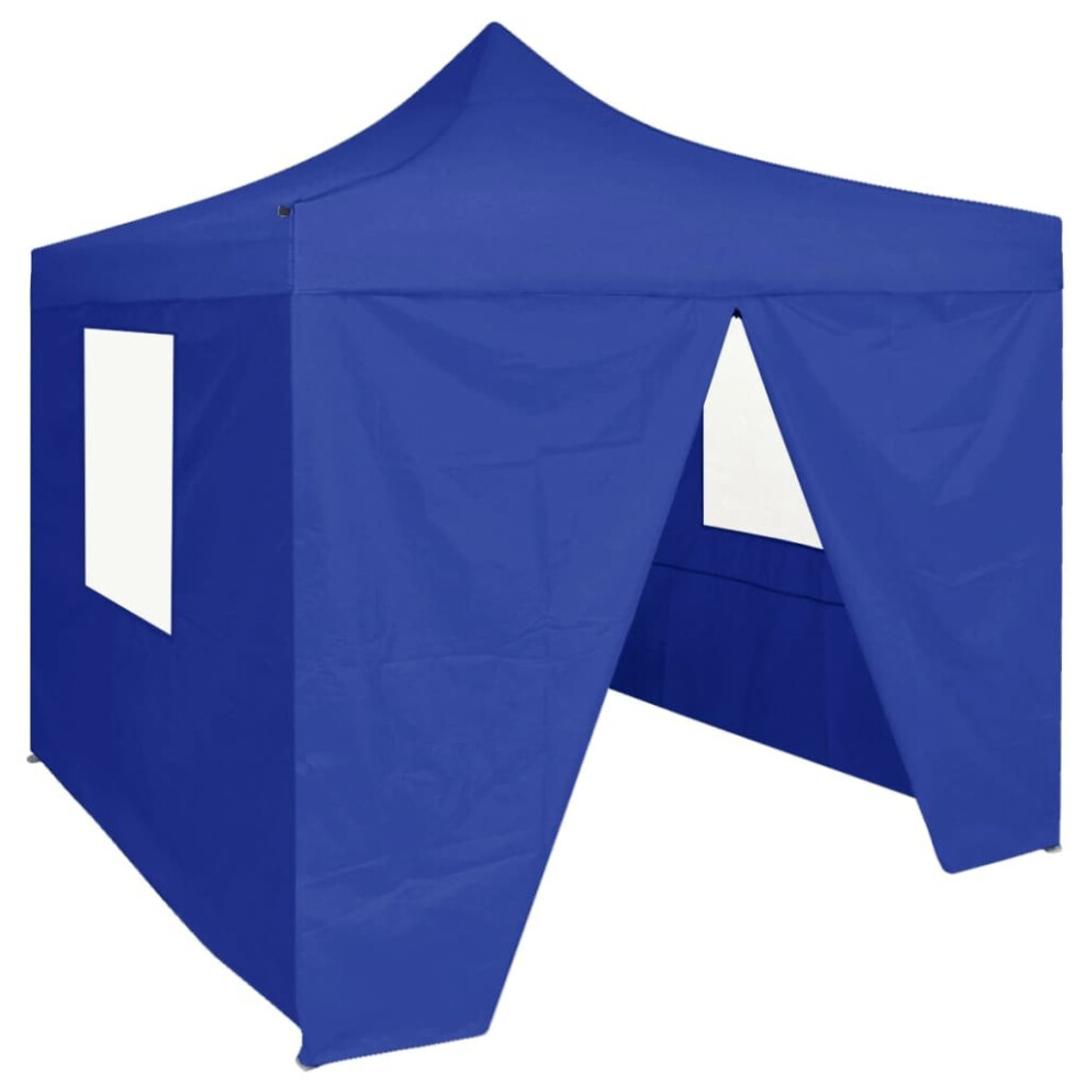 vidaXL Professional Folding Party Tent with 4 Sidewalls Steel Blue 2x2m Canopy