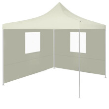 vidaXL Foldable Tent with 2 Walls 3x3m Cream Outdoor Gazebo Canopy Marquee