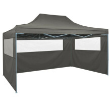 vidaXL Foldable Tent with 3 Walls 3x4.5m Anthracite Outdoor Garden Marquee