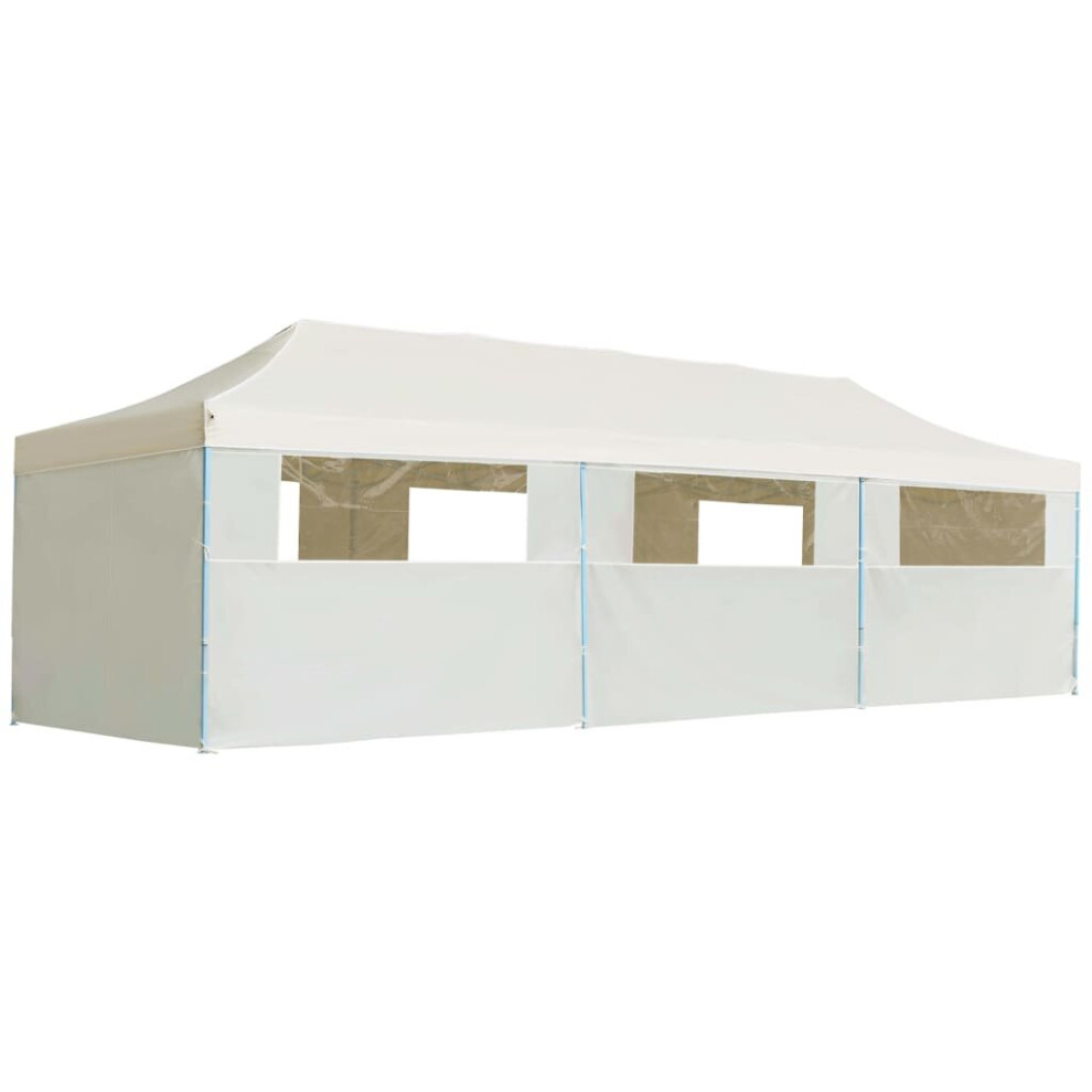 Vidaxl Folding Pop-Up Party Tent With 8 Sidewalls 3X9m Cream Canopy Gazebo