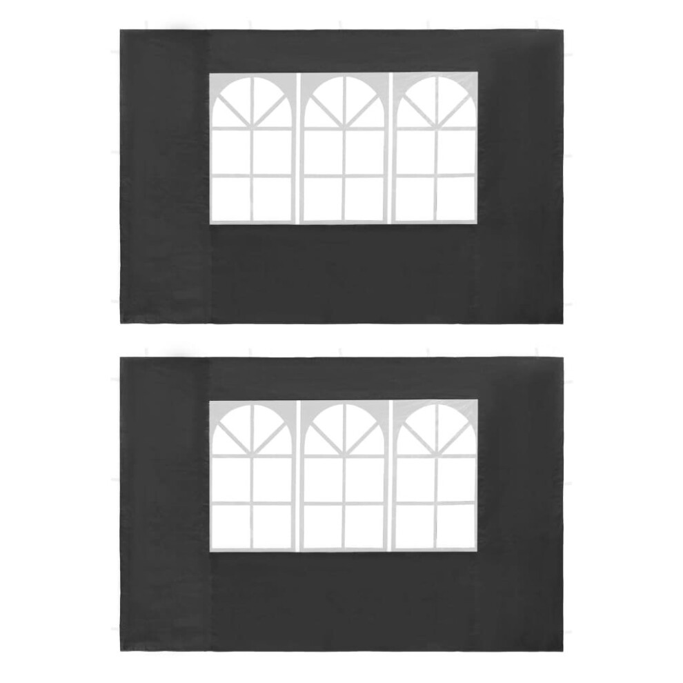 Vidaxl 2X Party Tent Sidewall With Window Pe Anthracite Marquee Enclosure