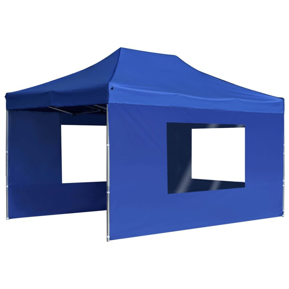 Garden Furniture Set Professional Folding Party Tent With Walls Aluminium 4.5x3 M Blue