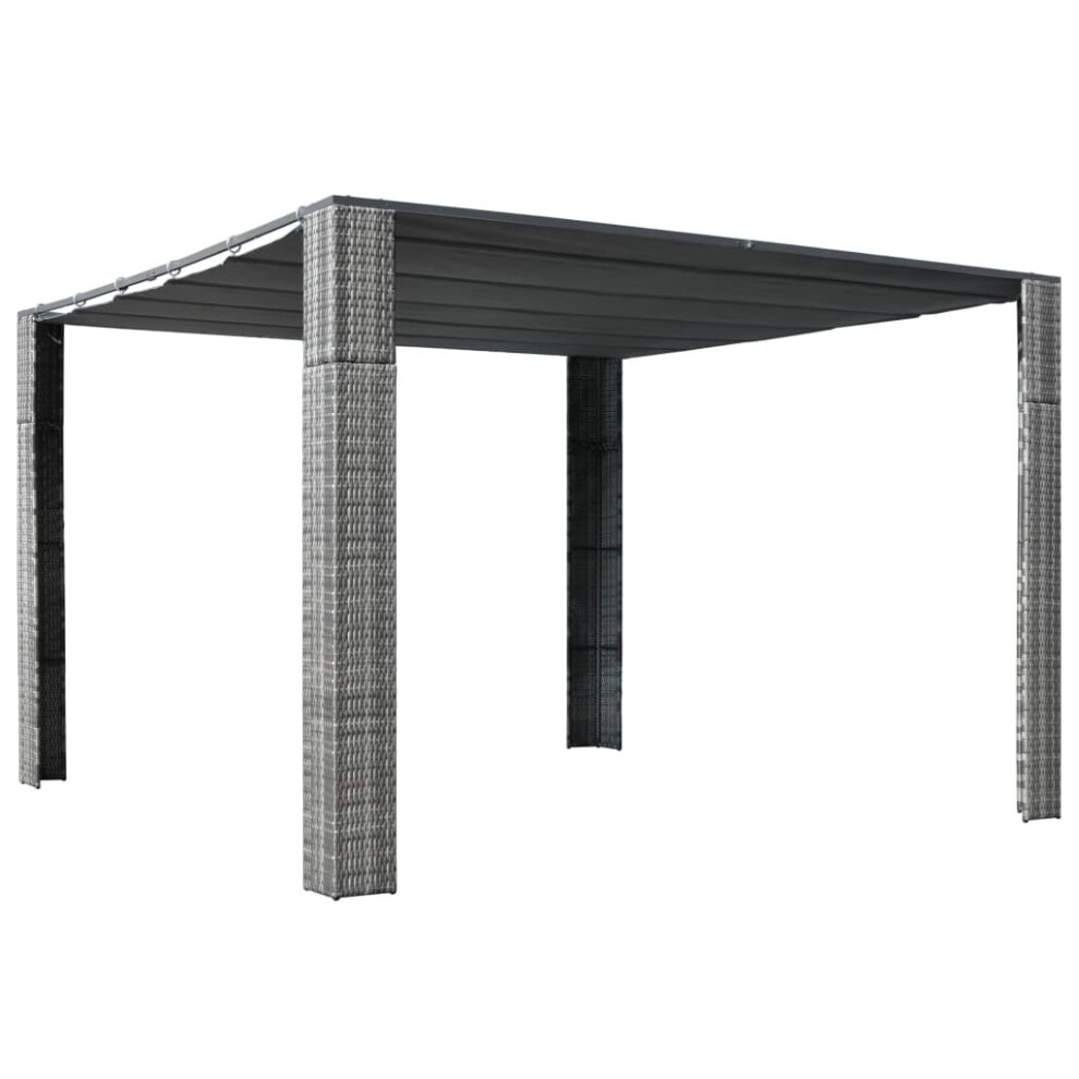 vidaXL Gazebo with Roof Poly Rattan 300x300x200cm Grey and Anthracite Marquee