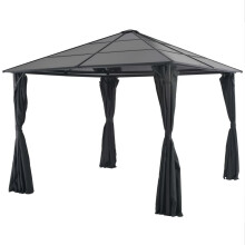 vidaXL Gazebo with Curtain Aluminium 3x3m Black Party Tent Marquee Canopy