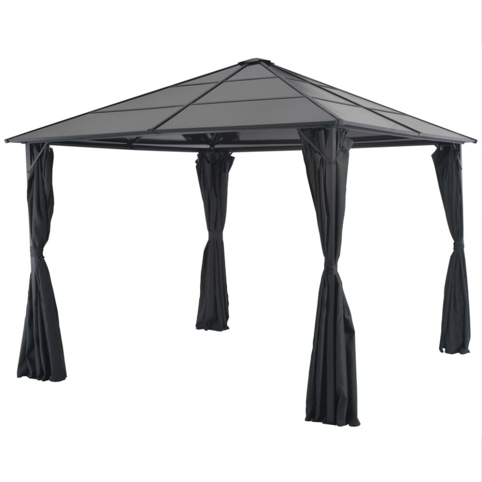 Garden Furniture Set Gazebo with Curtain Aluminium 3x3 m Black