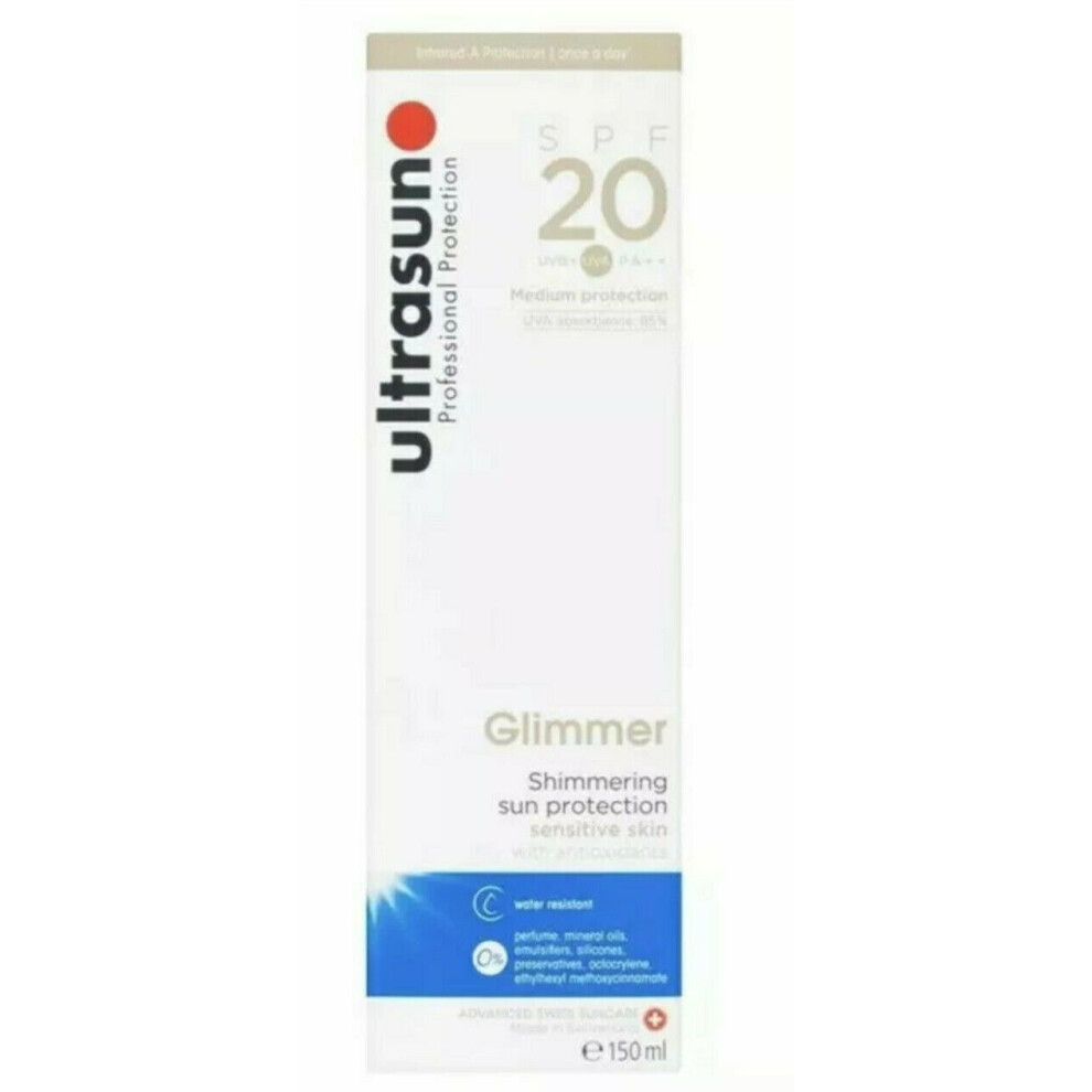 Ultrasun Glimmer Shimmering Sun Protection Sensitive Skin Spf20 150ml