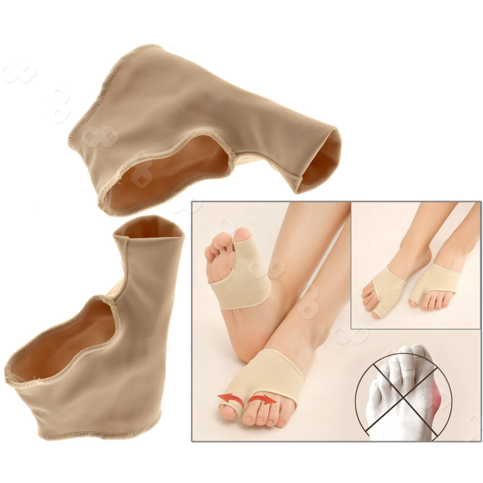 Pair Fabric Gel Toe Bunion Pad Protector Sleeves Hallux Valgus Corrector Tool