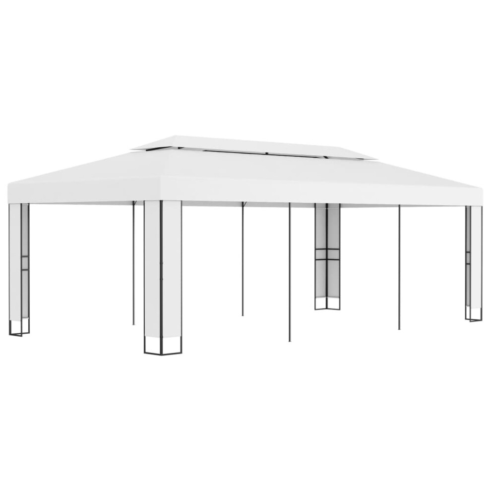 vidaXL Gazebo with Double Roof 6m White Outdoor Canopy Shelter Party Tent