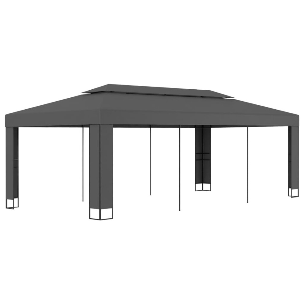 vidaXL Gazebo with Double Roof 6m Anthracite Outdoor Canopy Shelter Party Tent
