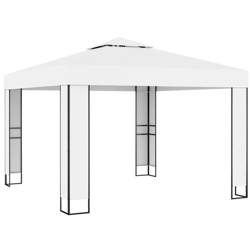 vidaXL Gazebo with Double Roof 3m White Outdoor Canopy Shelter Party Tent