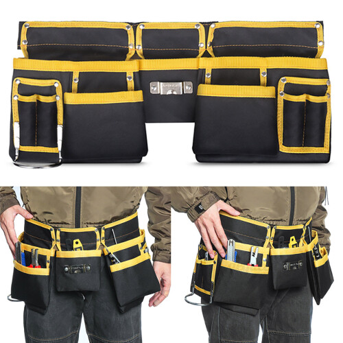 Multi Pocket Double Tool Belt Nails Pouch Carpenter Roofing Holster Adjustable