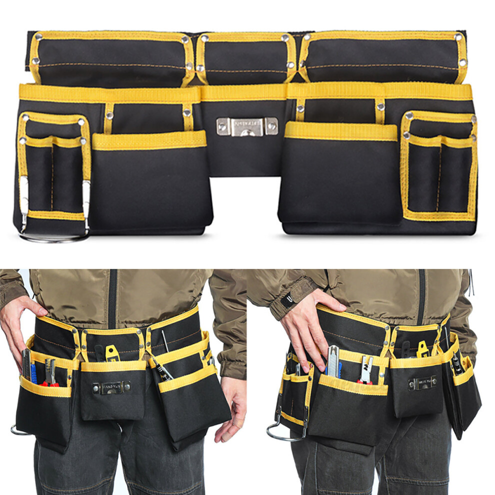 Multi Pocket Double Tool Belt Nails Pouch Carpenter Roofing Holster Adjustable 762540174503