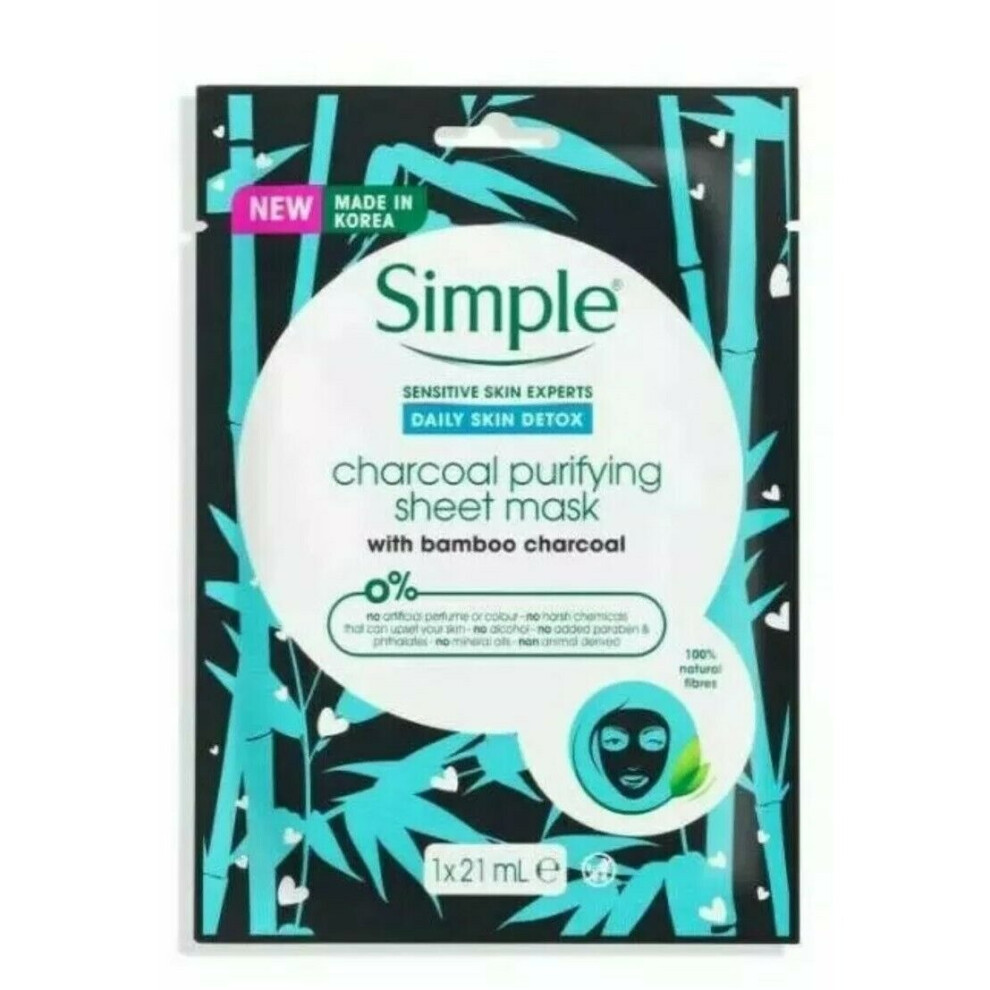 4x Simple Daily Detox Purifying Charcoal Mask 21Ml
