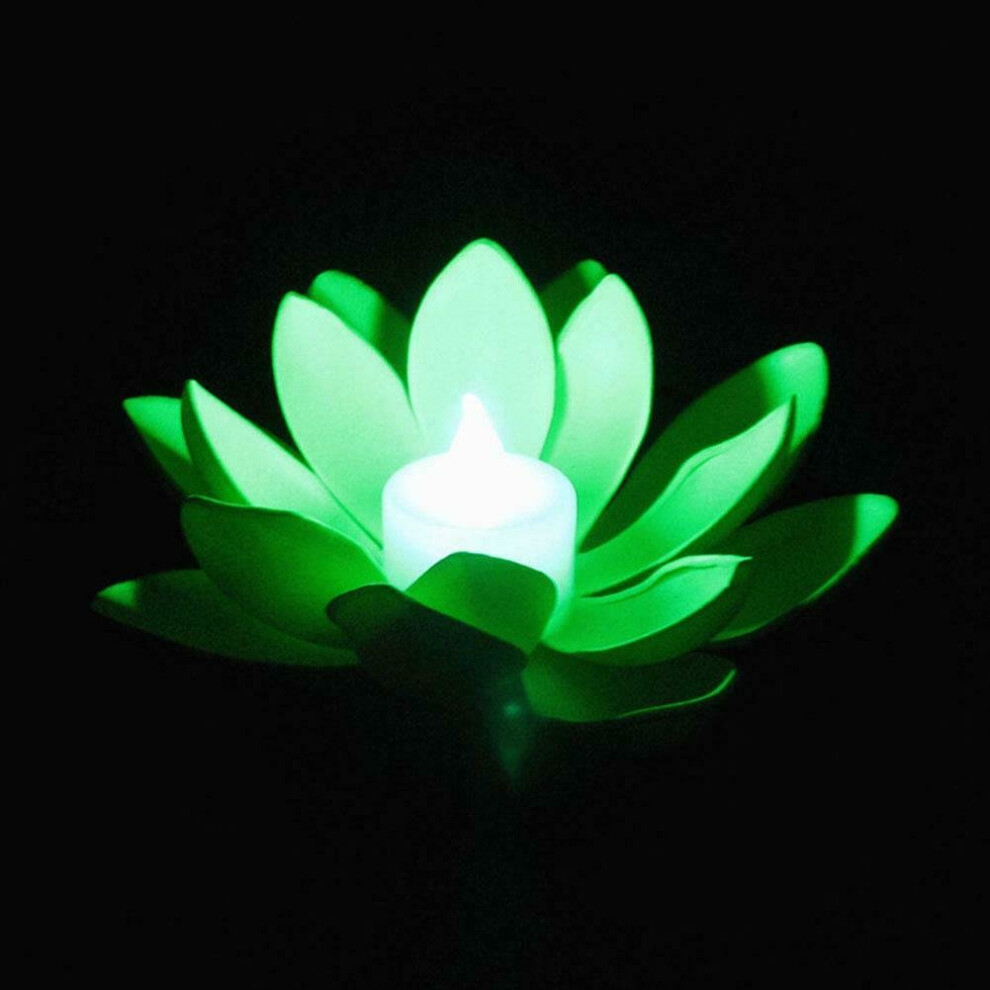 Ranpo (Green) Floating Led-Lotus Lights Outdoor Pond Pool Garden Flower Night Lamp Decor Green