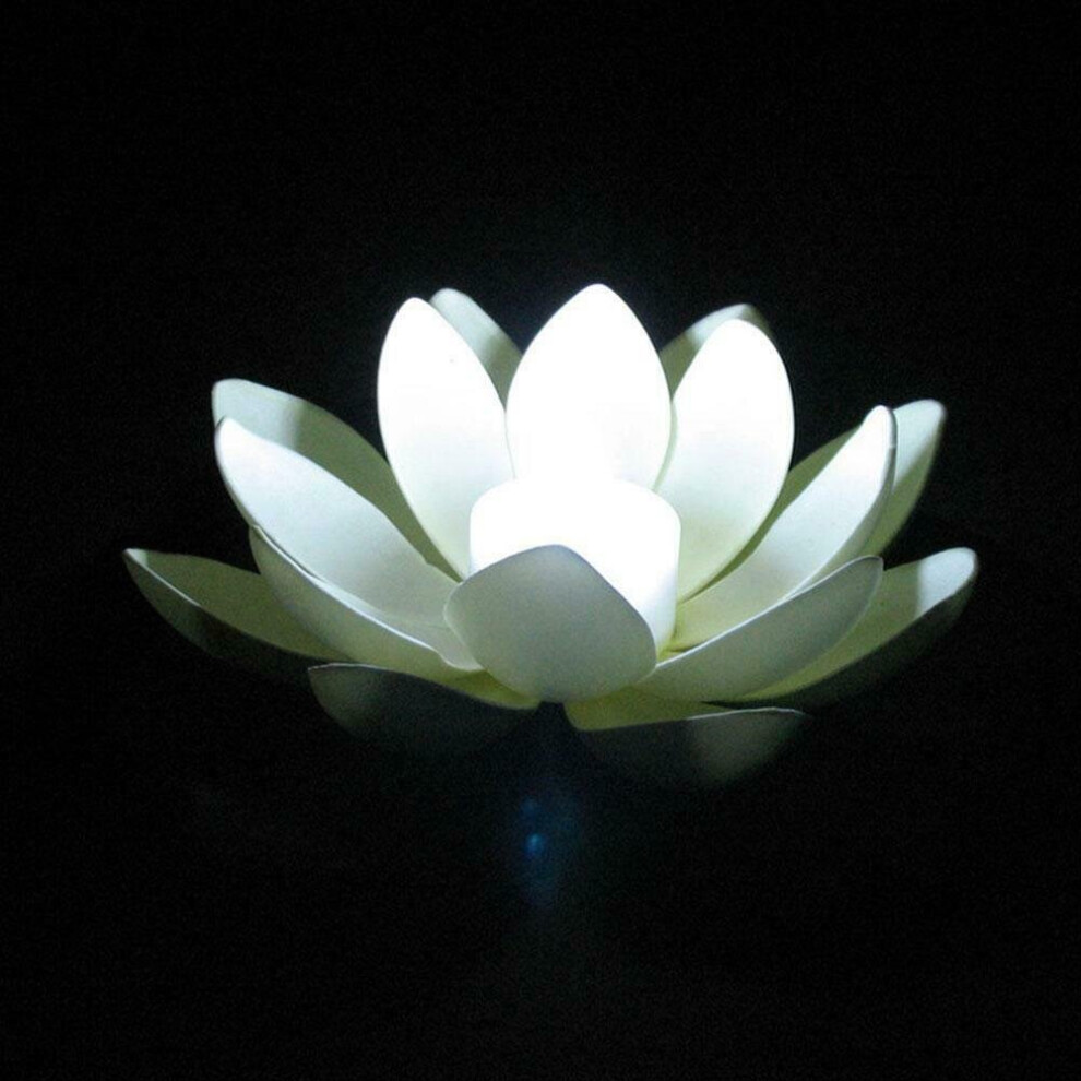 (White) Floating LED-Lotus Lights Outdoor Pond Pool Garden Flower Night Lamp Decor