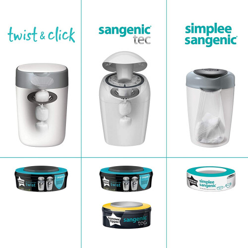 Tommee Tippee Tommee Tippee Twist and Click Advanced Nappy Disposal Sangenic Tec Bin, Green 1