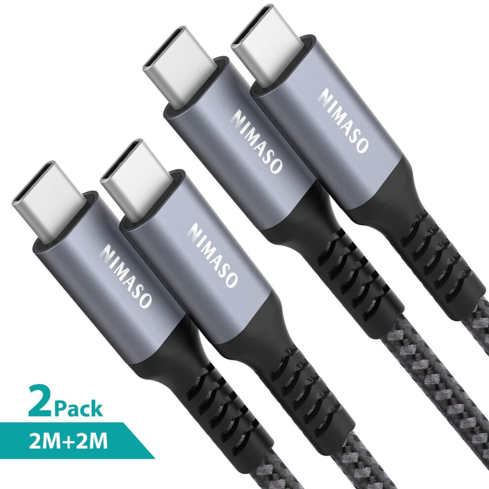 NIMASO USB C Cable [2-Pack 2M],USB C to USB C Cable 60W 20V/3A Type C to Type C PD Fast Charging Charger Cable Lead for Samsung Galaxy Note 10 /S10/