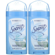 Secret, pH-gleichgewichtetes Antitranspirant/Deodorant, Unsichtbarer Feststoff, Duschen frisch, Doppel-Paket, 2,6 oz (73 g) Jeder