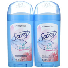 Secret, pH-ausgleichendes Antitranspirant/Deodorant, Unsichtbarer Feststoff, Pulverfrisch, Zwillingspack, 2,6 oz (73 g) Jede