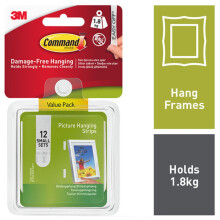 3M Command Small Picture Hanging Strips 12 Sets (17205-12) - Damage-Free, Nail-Free Frame Hangers (Holds up to 1.8 kg)