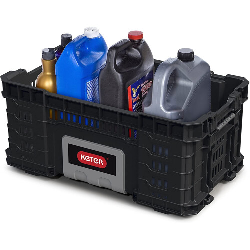 Keter Keter DIY Tool Storage 22 Inch Organizer Durable Crate Black 1