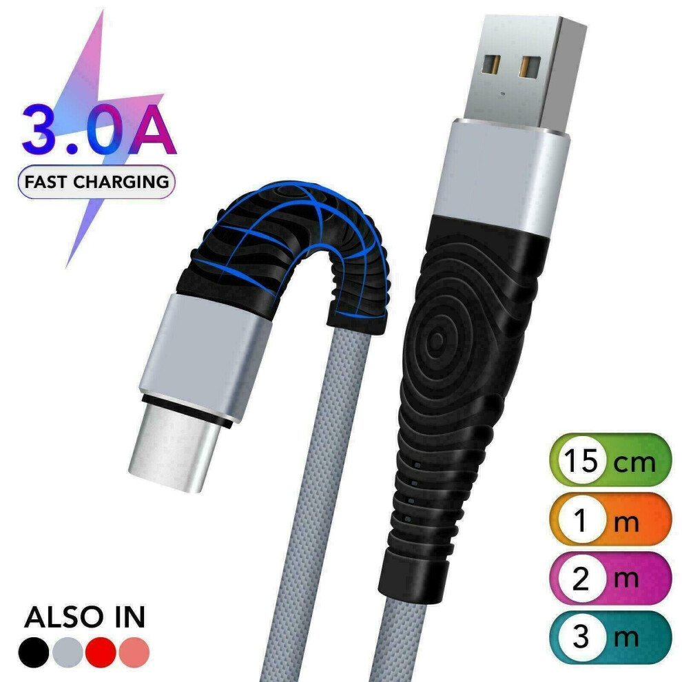 (15 CM, Grey) Type C USB Data & Fast Charging Cable For Samsung Galaxy S8, S9 & S10+