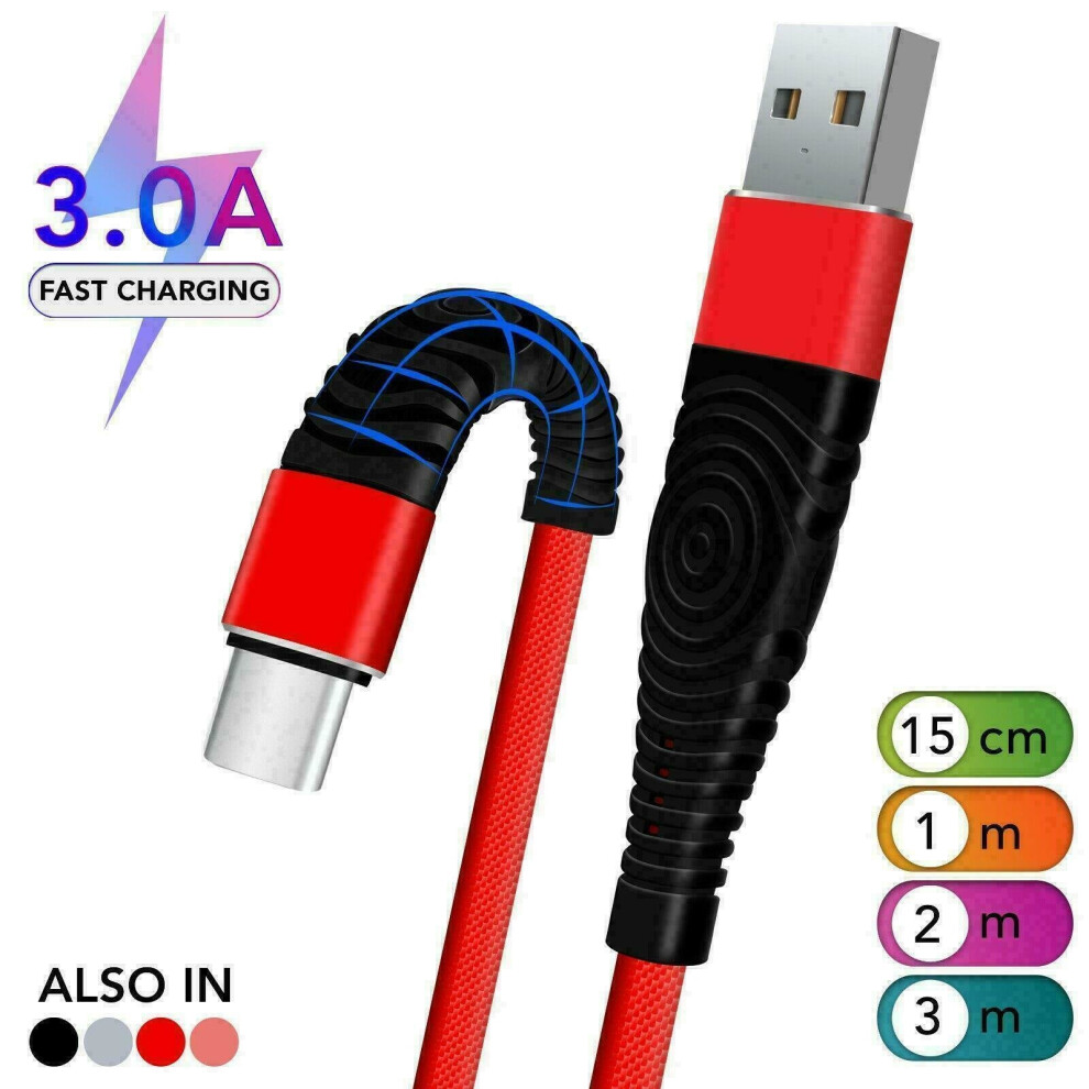 (2M, Red) Type C USB Data & Fast Charging Cable For Samsung Galaxy S8, S9 & S10+