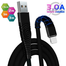 (15 CM, Black) Strong Braided USB Fast Charging Charger Cable Quick Sync Data For iPhone 14 13 12 11 X 7 8