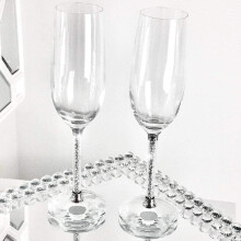 Crushed Diamond Champagnergläser Paar Satz von 2 Kristall gefüllt