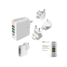 FDL 4 PORT 61W 5-20.3V QC3 USB MAINS TRAVEL CHARGER - WHITE
