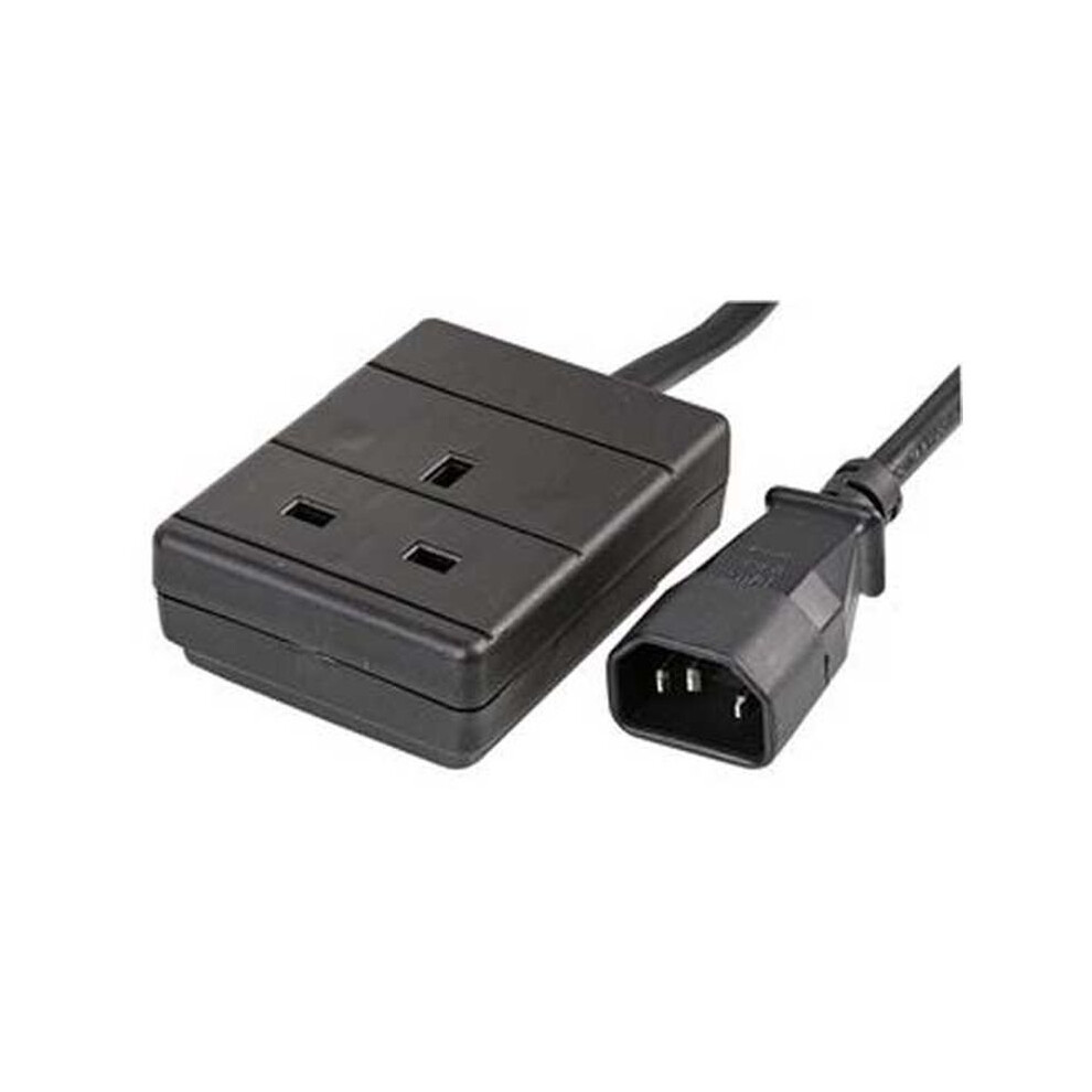 Fdl Iec Plug (C14) To Single 13A Trailing Socket - 0.5M Black 5055309623974