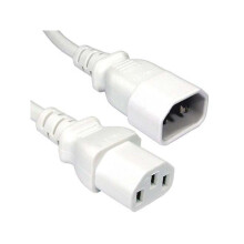 FDL 2M IEC C13 SOCKET TO C14 PLUG MAINS EXTENSION CABLE - WHITE