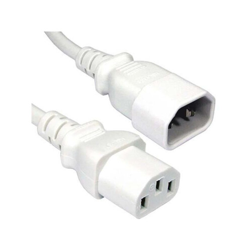 FDL 2M IEC C13 SOCKET TO C14 PLUG MAINS EXTENSION CABLE - WHITE