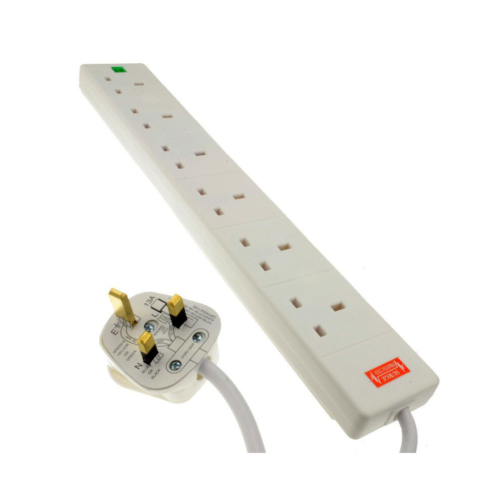 Fdl 6 Way Surge Protected Gang Strip + Indicator - 5M 5055309600678