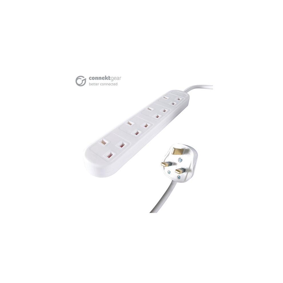 CONNEkT Gear 10m 4 Way Power Extension Block - UK Plug to 4 x UK...