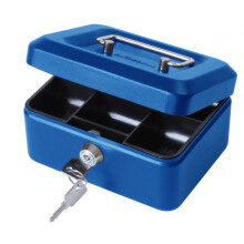 Cathedral Products Value 15cm (6 inch) key lock Metal Cash Box Blue
