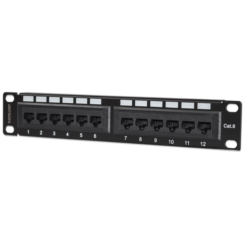 Intellinet Patch Panel, Cat6, 10", Utp, 1U, 12-Port, Black 766623720748